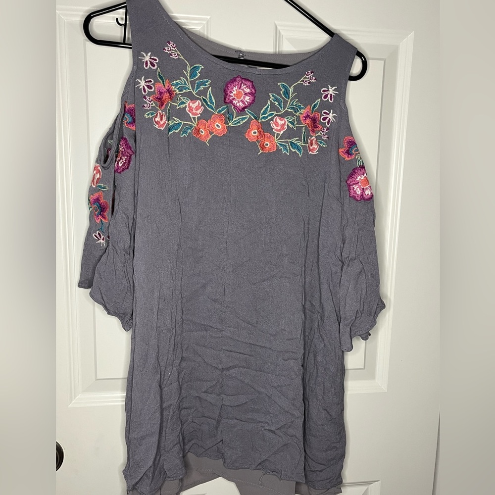 Umgee slate blue tunic length shirt